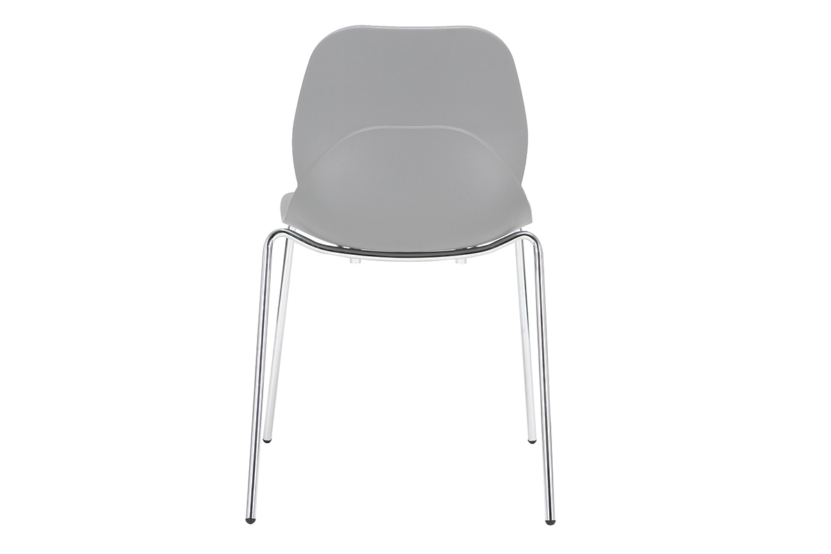 Sedie design Grigio impilabili con gambe in metallo lotto di 2 TROCADERO