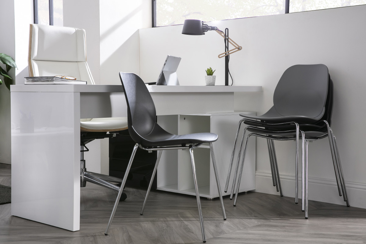 Sedie design Grigio impilabili con gambe in metallo lotto di 2 TROCADERO