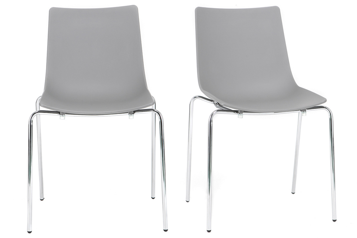Sedie design Grigio impilabili con piedi in metallo lotto di 2 CELEBRATION