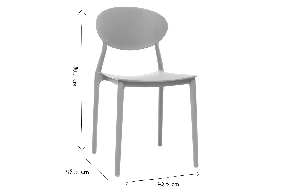 Sedie design Grigio in polipropilene impilabili interno - esterno (set di 2) ANNA