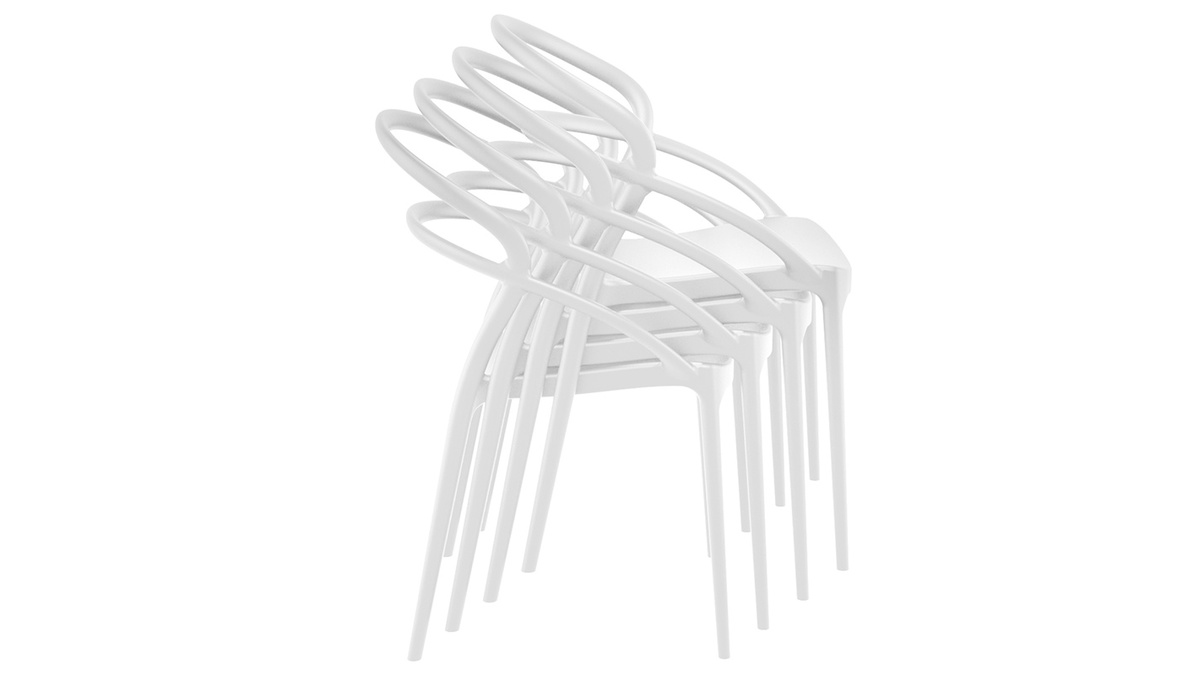 Sedie design impilabili bianche da interno / esterno (set di 4) COLIBRI