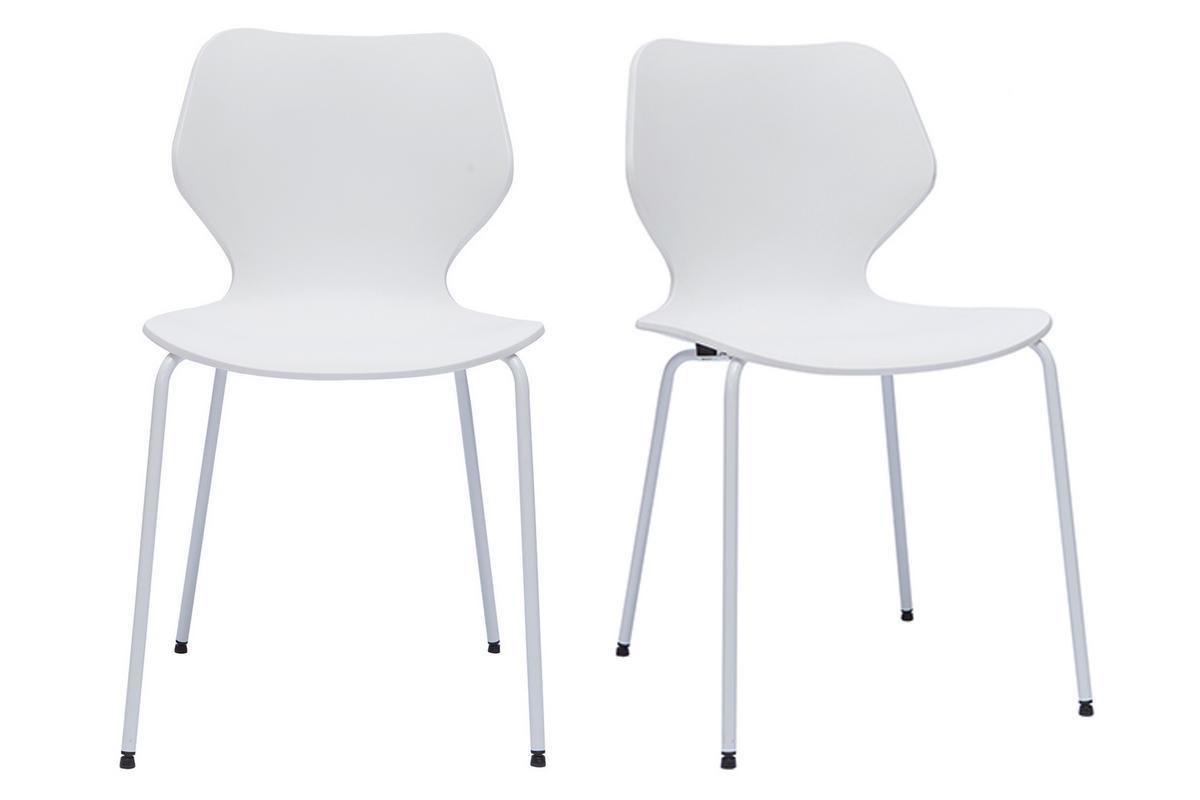 Sedie design impilabili bianche interno/esterno (set di 2) FLIP