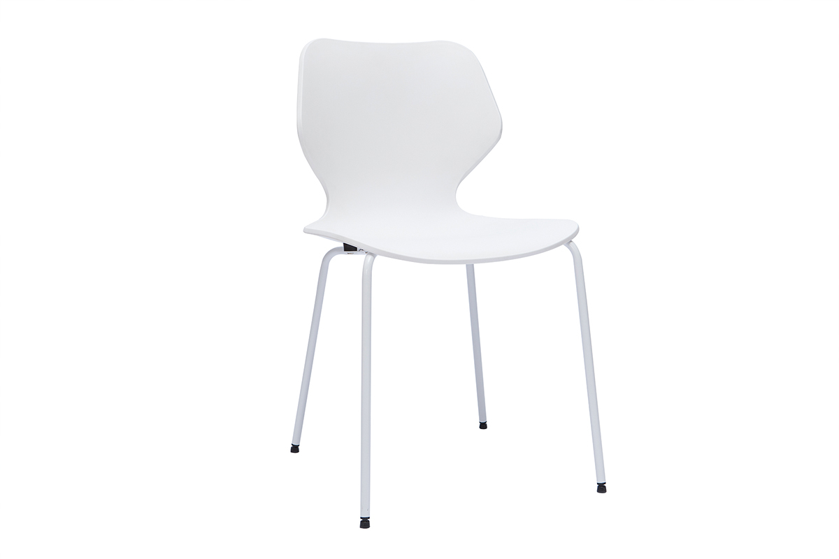 Sedie design impilabili bianche interno/esterno (set di 2) FLIP