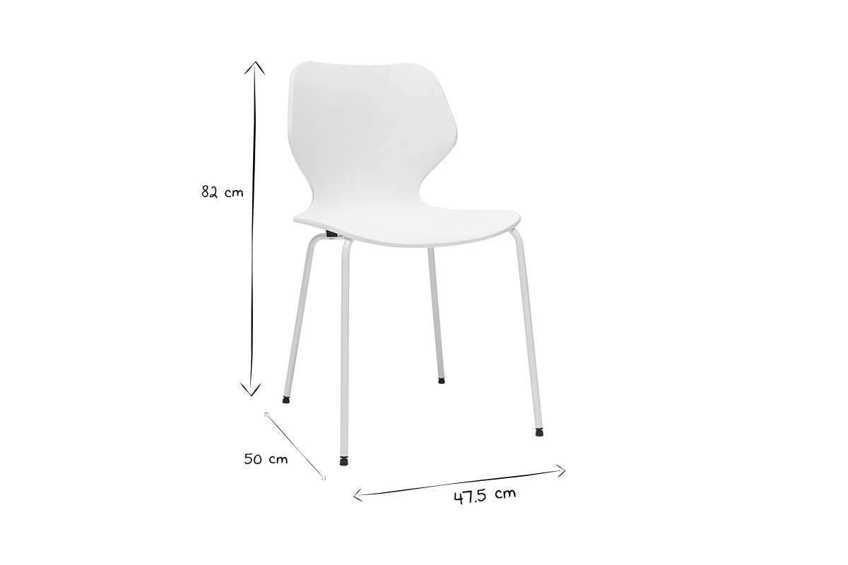 Sedie design impilabili bianche interno/esterno (set di 2) FLIP
