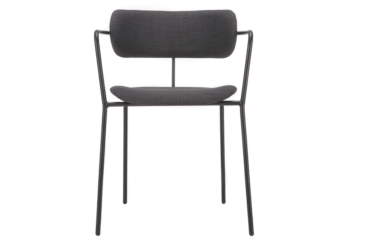Sedie design impilabili in metallo Nero e tessuto Grigio scuro (lotto di 2) ANGEL