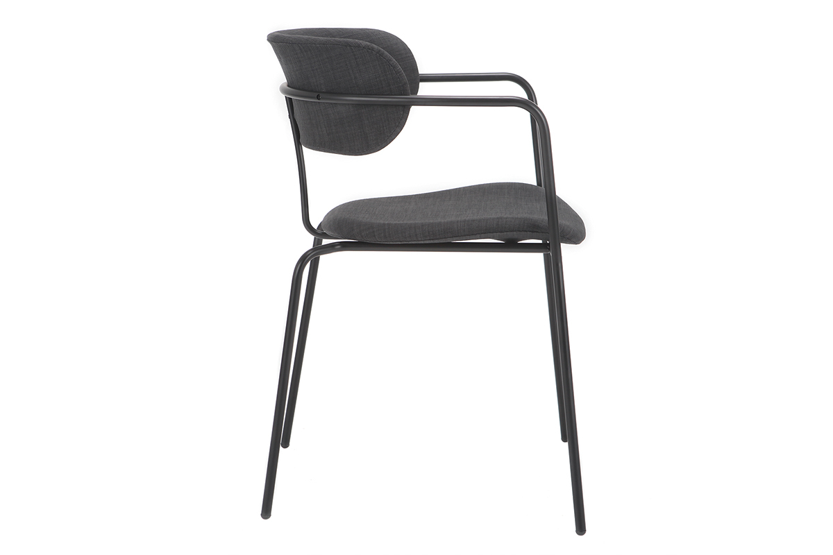Sedie design impilabili in metallo Nero e tessuto Grigio scuro (lotto di 2) ANGEL