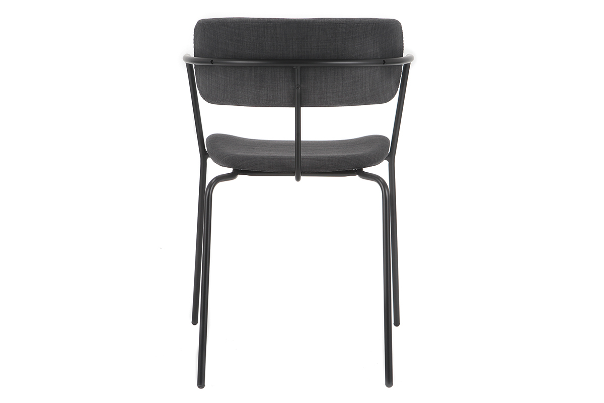Sedie design impilabili in metallo Nero e tessuto Grigio scuro (lotto di 2) ANGEL