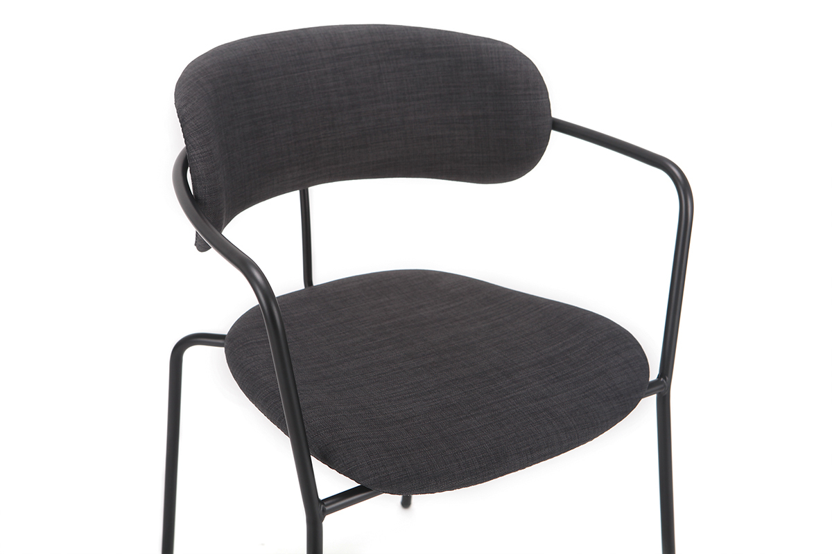 Sedie design impilabili in metallo Nero e tessuto Grigio scuro (lotto di 2) ANGEL