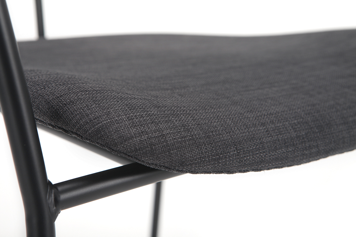 Sedie design impilabili in metallo Nero e tessuto Grigio scuro (lotto di 2) ANGEL