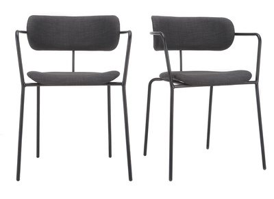 Sedie design impilabili in metallo Nero e tessuto Grigio scuro (lotto di 2) ANGEL