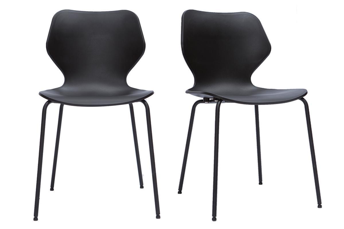 Sedie design impilabili nere interno/esterno (set di 2) FLIP