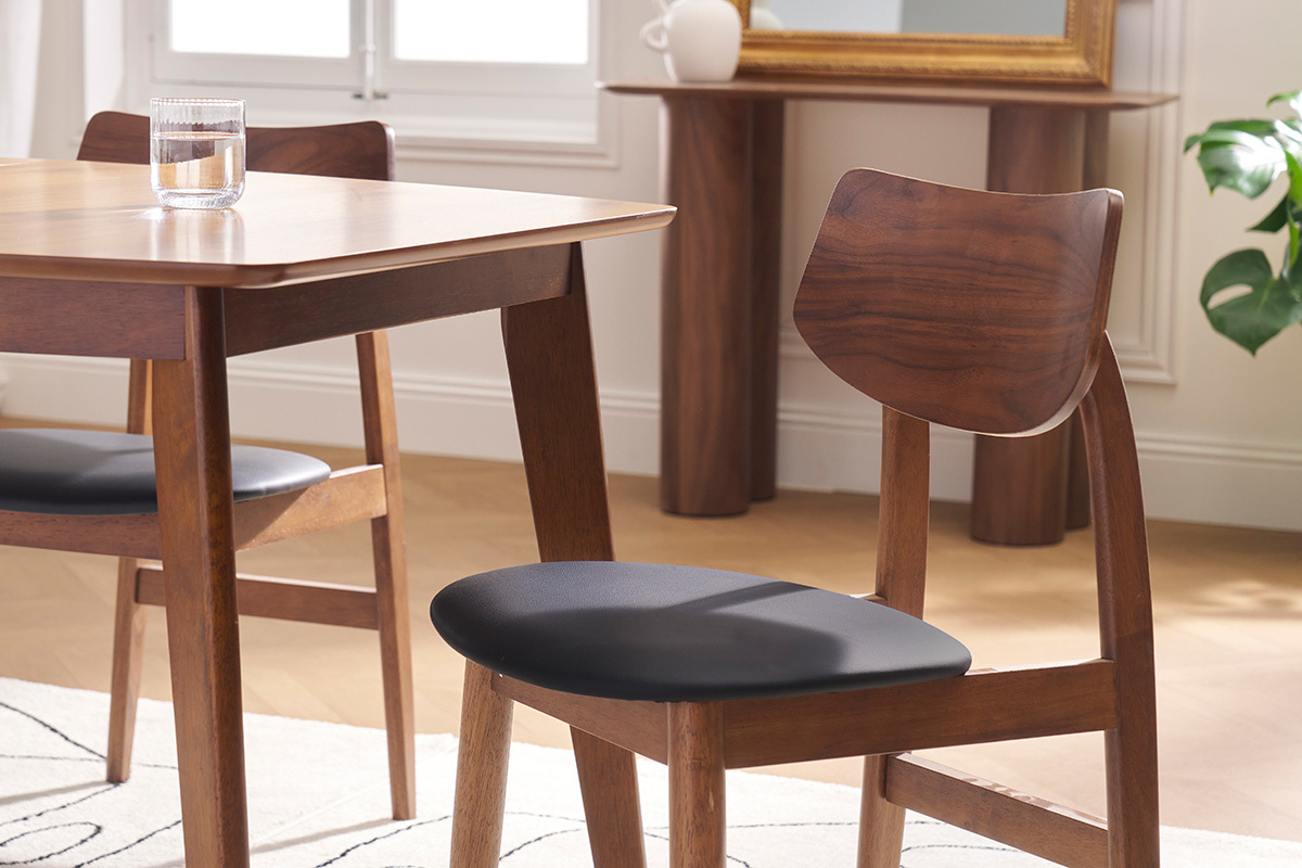 Sedie design in legno scuro e nero (set di 2) ELION