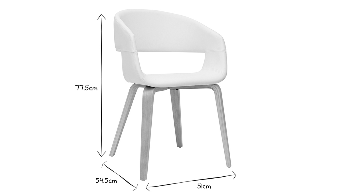Sedie design in poliuretano bianco e base legno chiaro (set di 2) SLAM