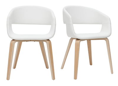 Sedie design in poliuretano bianco e base legno chiaro (set di 2) SLAM