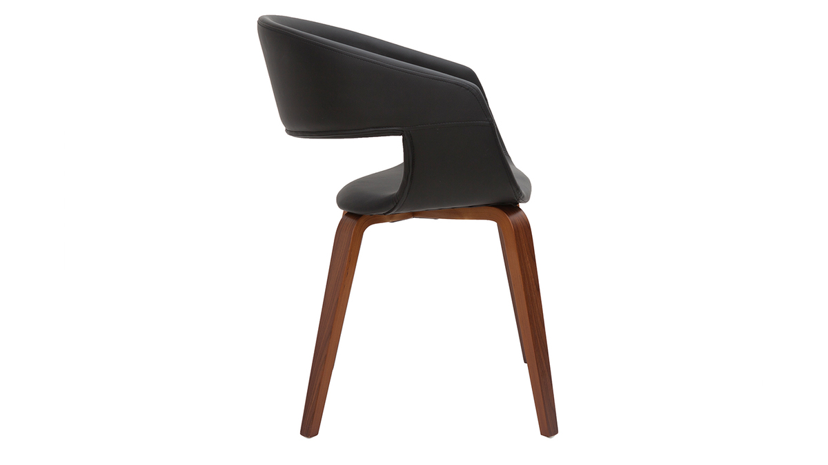 Sedie design in poliuretano nero e base in legno scuro (set di 2) SLAM