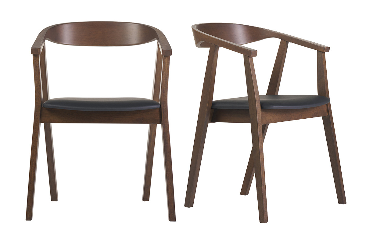 Sedie design in stile scandinavo nero e legno scuro (set di 2) BAHIA