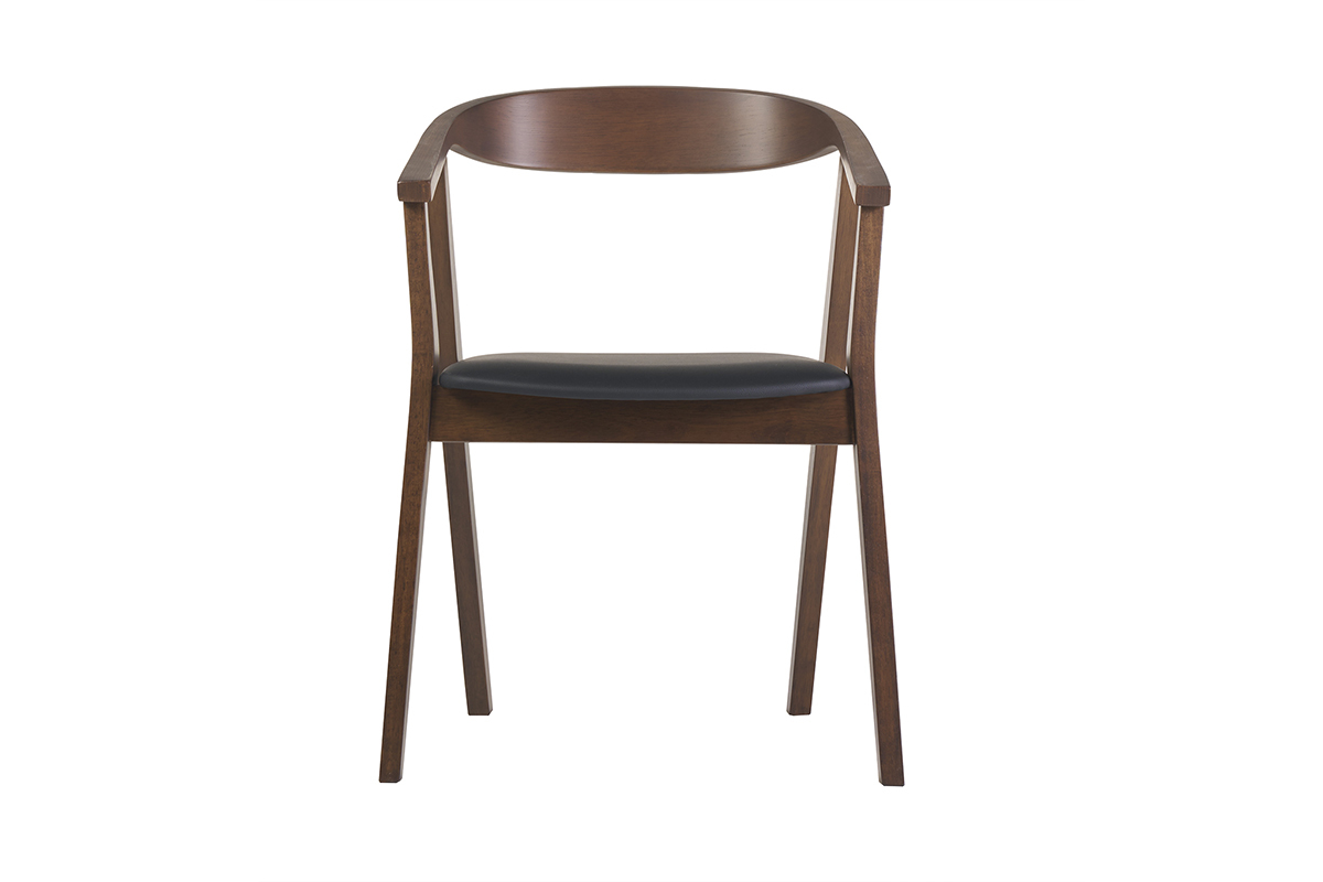 Sedie design in stile scandinavo nero e legno scuro (set di 2) BAHIA