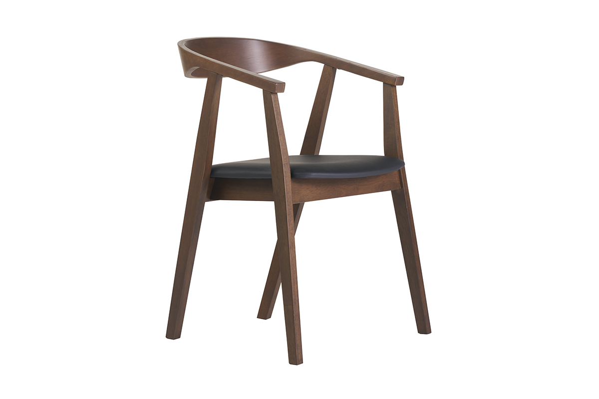 Sedie design in stile scandinavo nero e legno scuro (set di 2) BAHIA