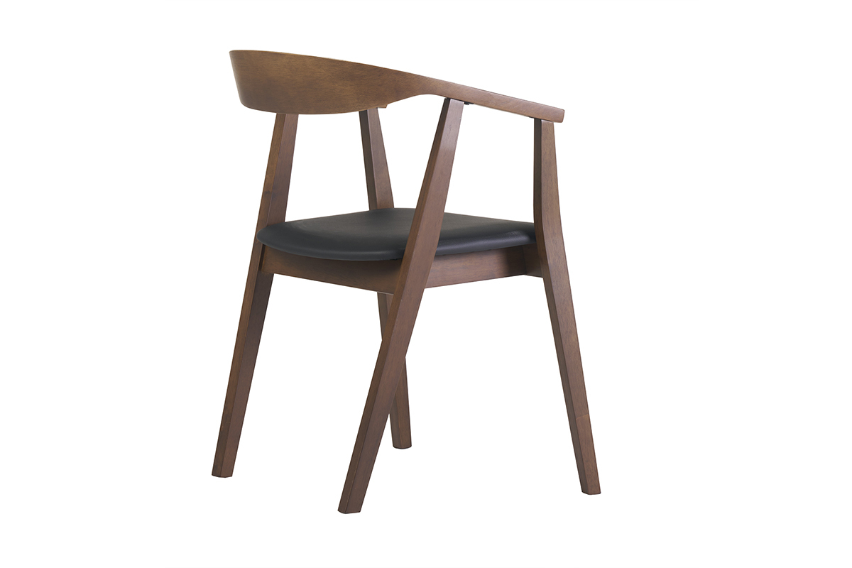 Sedie design in stile scandinavo nero e legno scuro (set di 2) BAHIA