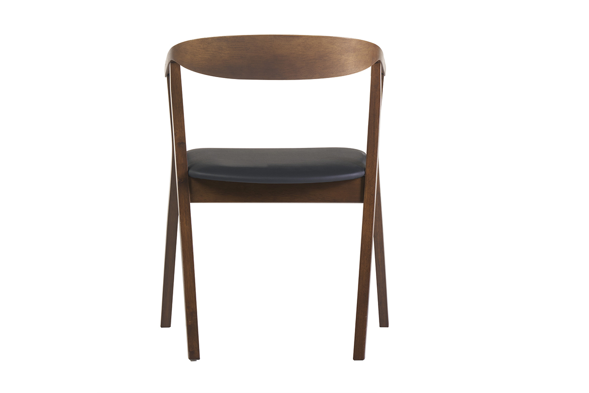 Sedie design in stile scandinavo nero e legno scuro (set di 2) BAHIA