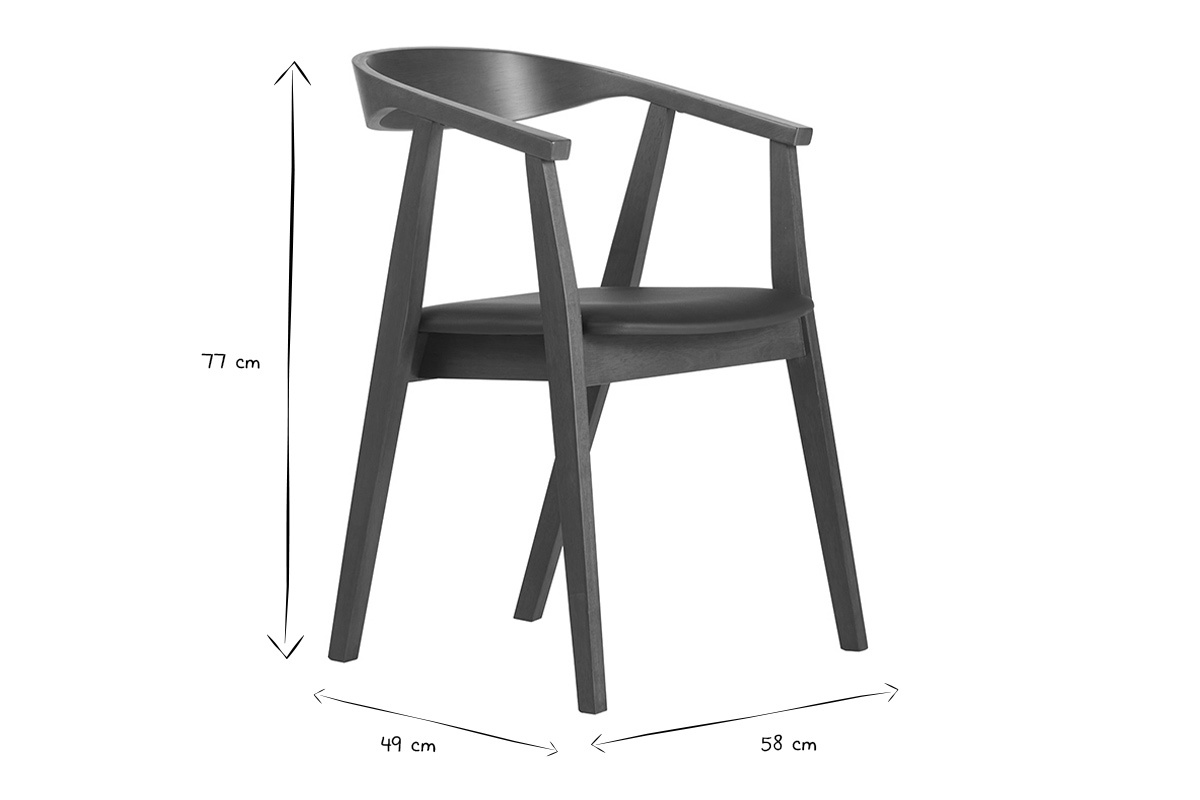 Sedie design in stile scandinavo nero e legno scuro (set di 2) BAHIA