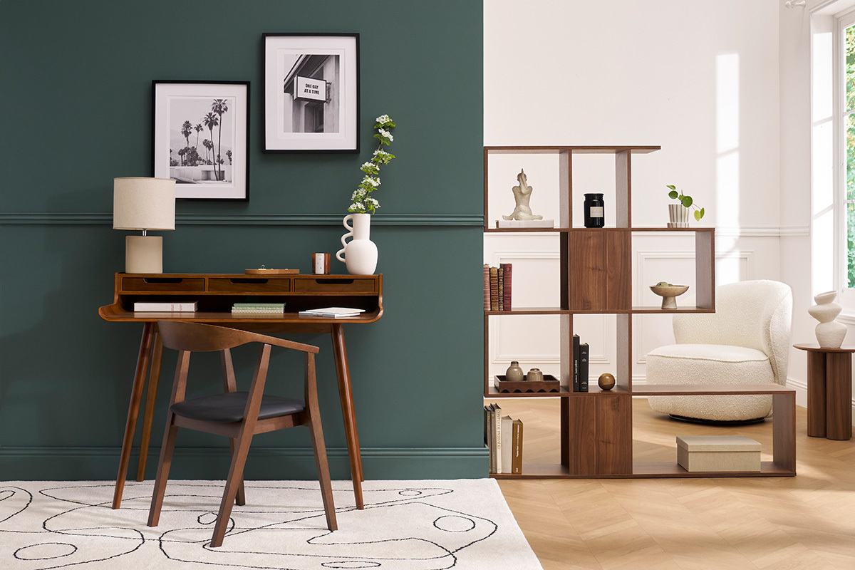 Sedie design in stile scandinavo nero e legno scuro (set di 2) BAHIA