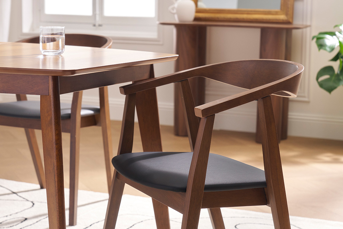 Sedie design in stile scandinavo nero e legno scuro (set di 2) BAHIA
