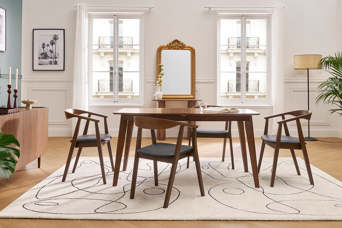 Sedie design in stile scandinavo nero e legno scuro (set di 2) BAHIA