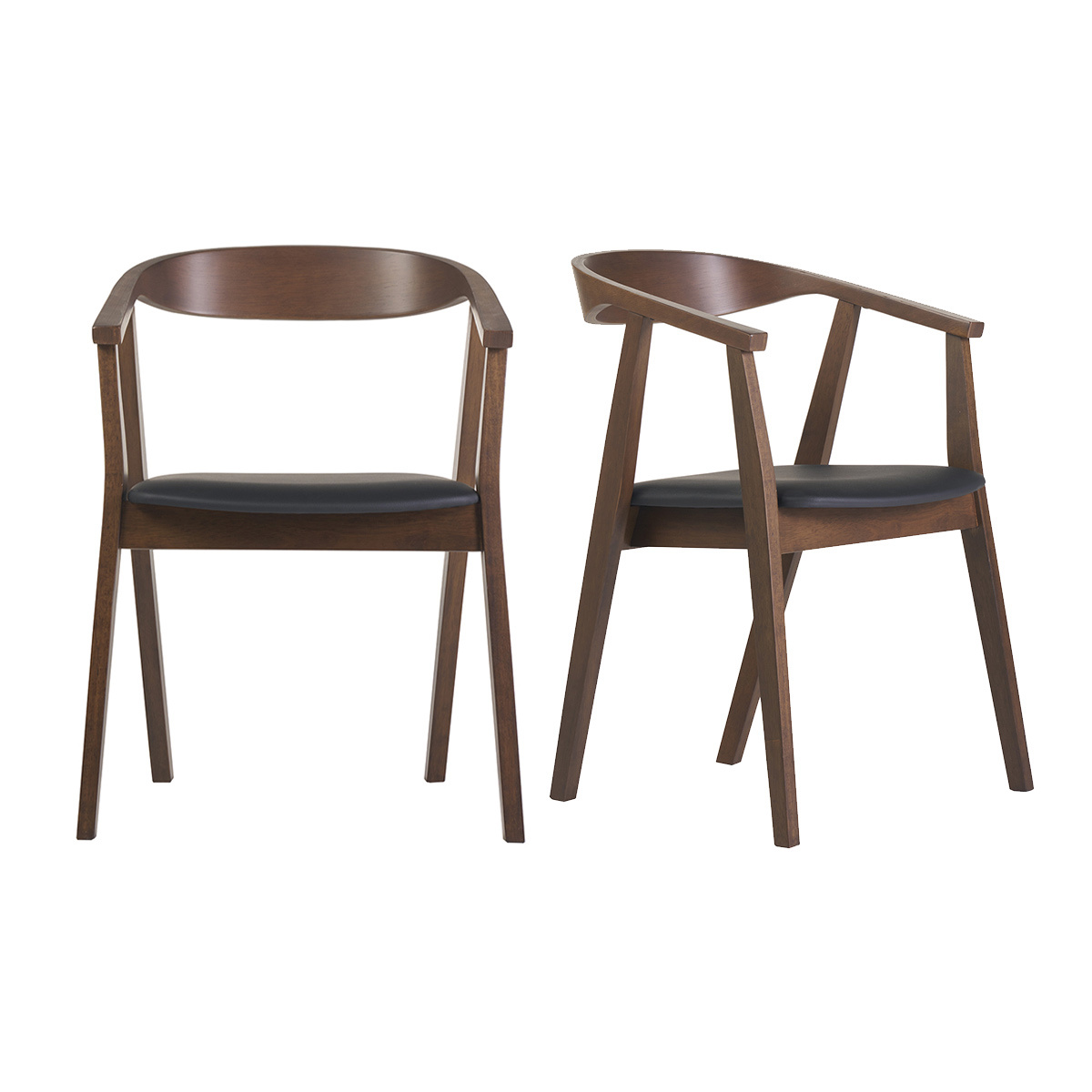 Sedie design in stile scandinavo nero e legno scuro (set di 2) BAHIA