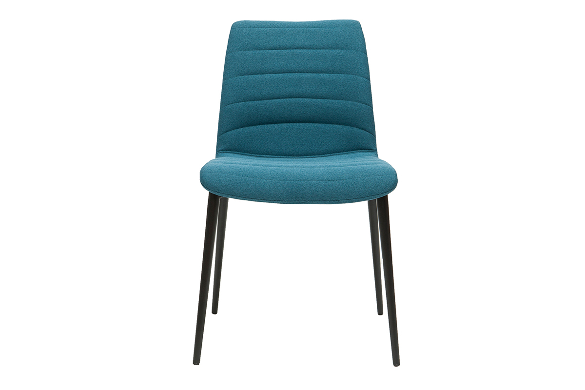 Sedie design in tessuto blu anatra e metallo nero (set di 2) ZADIG