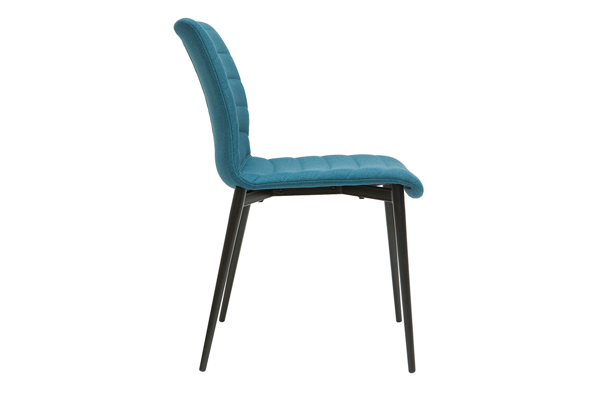 Sedie design in tessuto blu anatra e metallo nero (set di 2) ZADIG