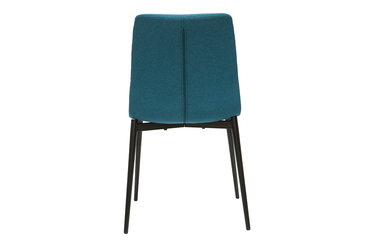 Sedie design in tessuto blu anatra e metallo nero (set di 2) ZADIG