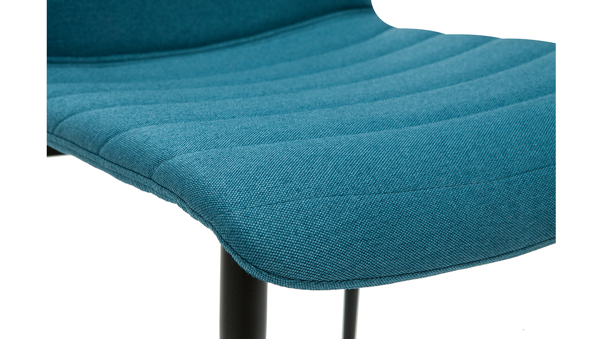 Sedie design in tessuto blu anatra e metallo nero (set di 2) ZADIG