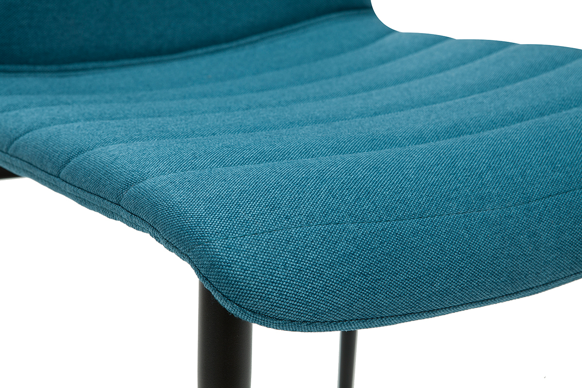 Sedie design in tessuto blu anatra e metallo nero (set di 2) ZADIG