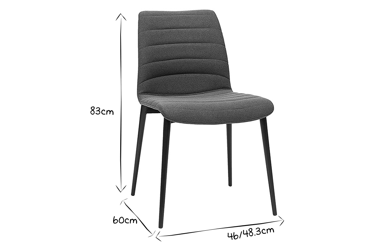 Sedie design in tessuto blu anatra e metallo nero (set di 2) ZADIG