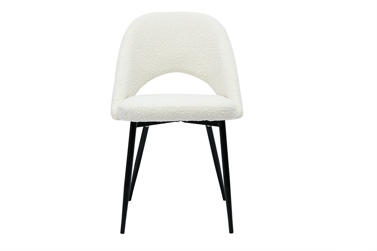 Sedie design in tessuto effetto lana boucl bianco e metallo nero (set di 2) COSETTE