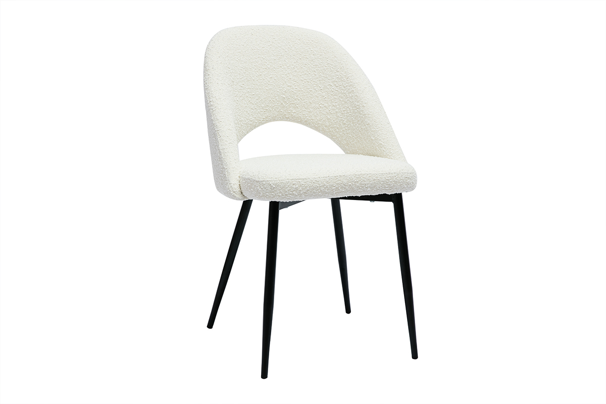 Sedie design in tessuto effetto lana boucl bianco e metallo nero (set di 2) COSETTE