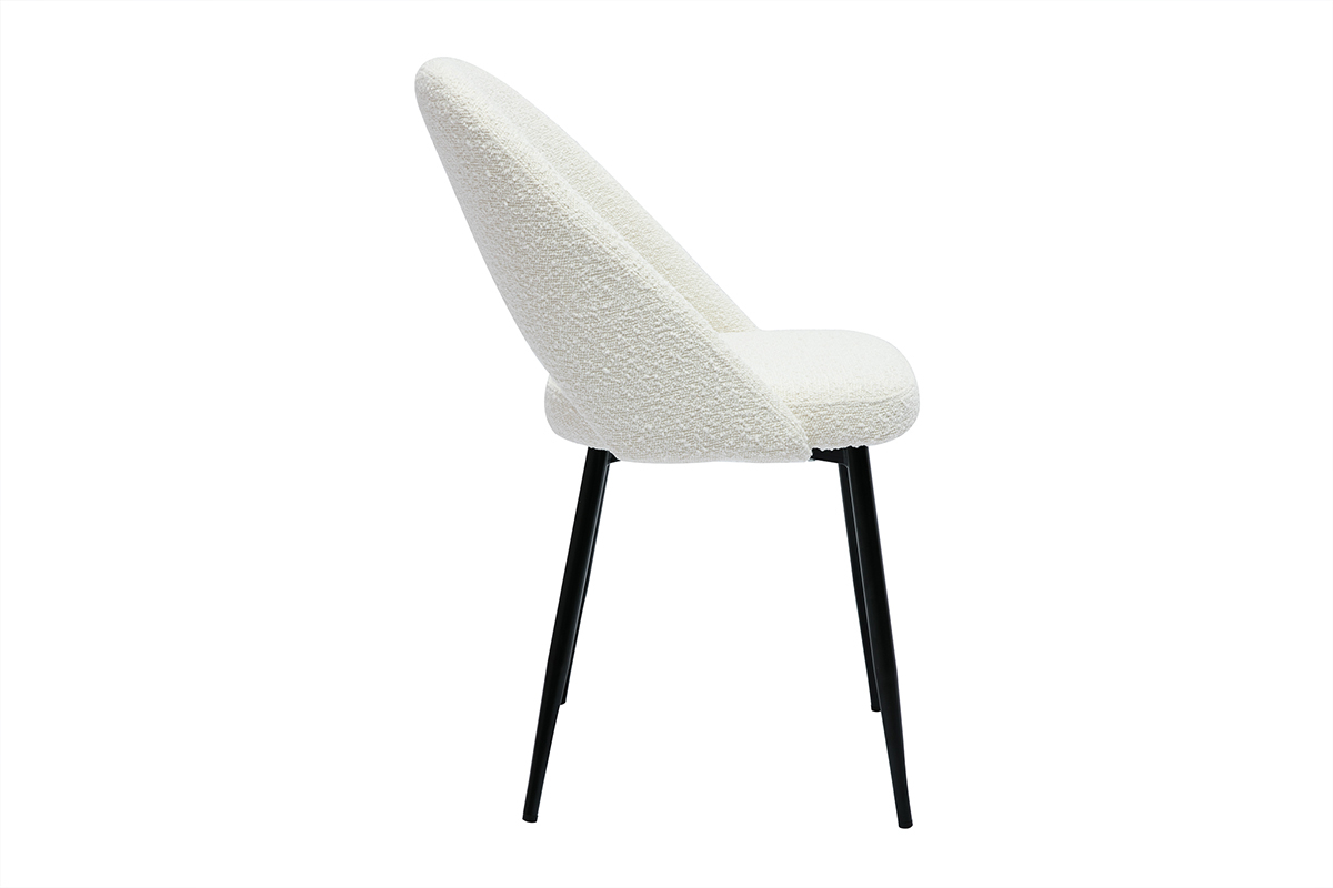 Sedie design in tessuto effetto lana boucl bianco e metallo nero (set di 2) COSETTE