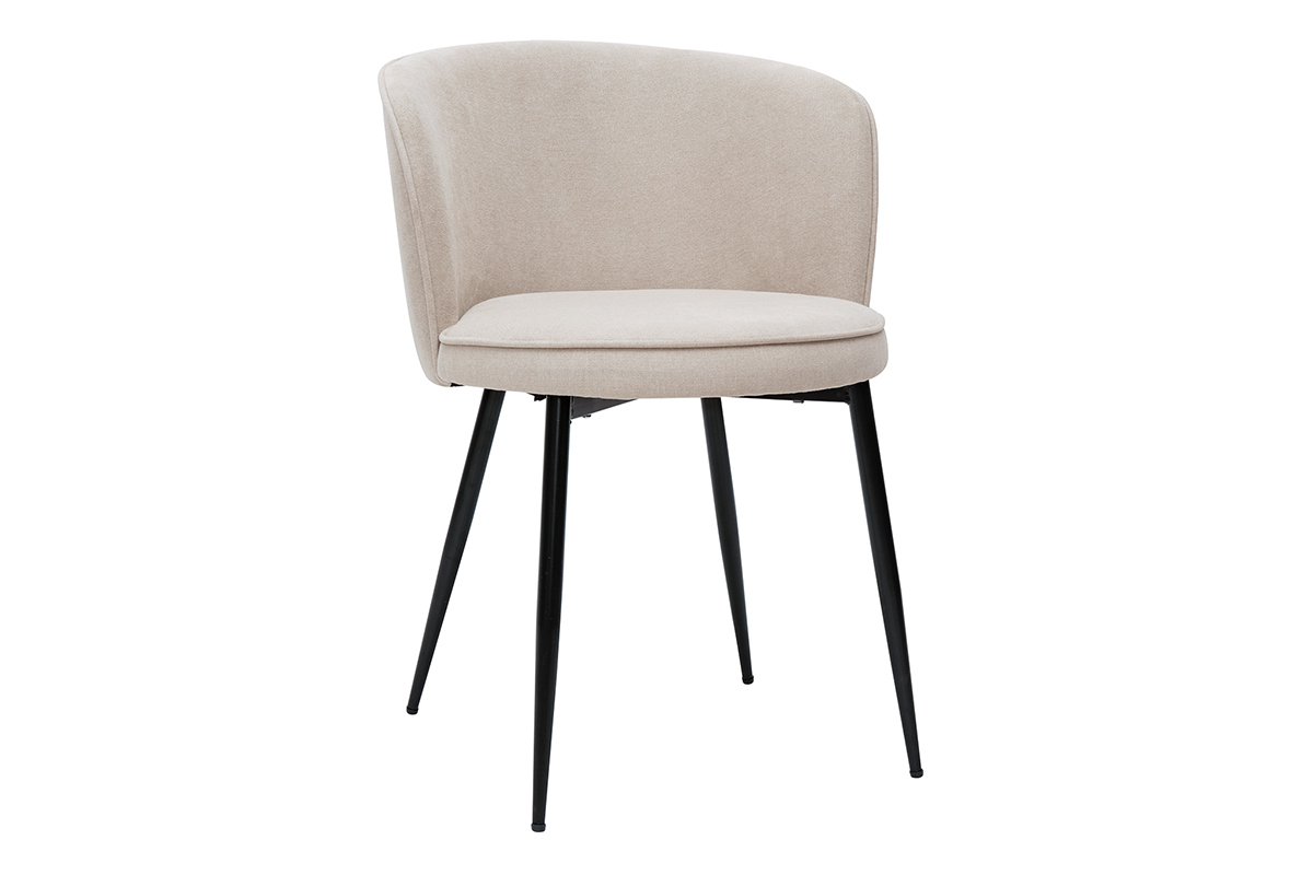 Sedie design in tessuto effetto velluto beige (set di 2) SERIF