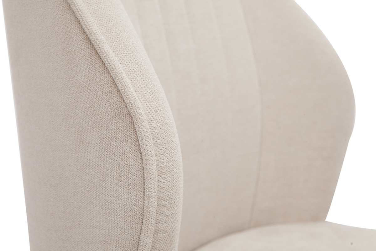 Sedie design in tessuto effetto velluto beige e base metallo nero (set di 2) FANETTE