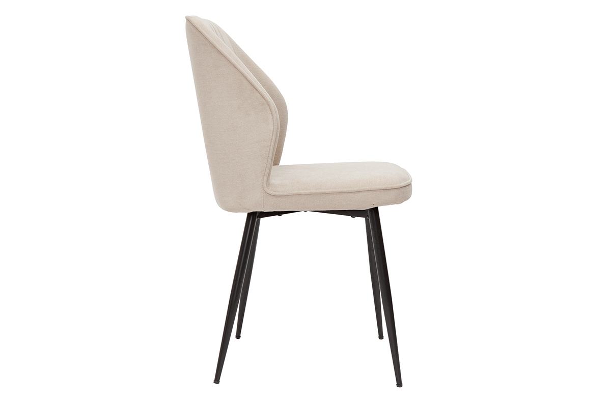 Sedie design in tessuto effetto velluto beige e base metallo nero (set di 2) FANETTE
