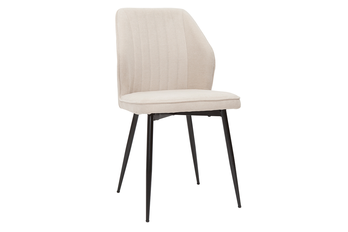 Sedie design in tessuto effetto velluto beige e base metallo nero (set di 2) FANETTE