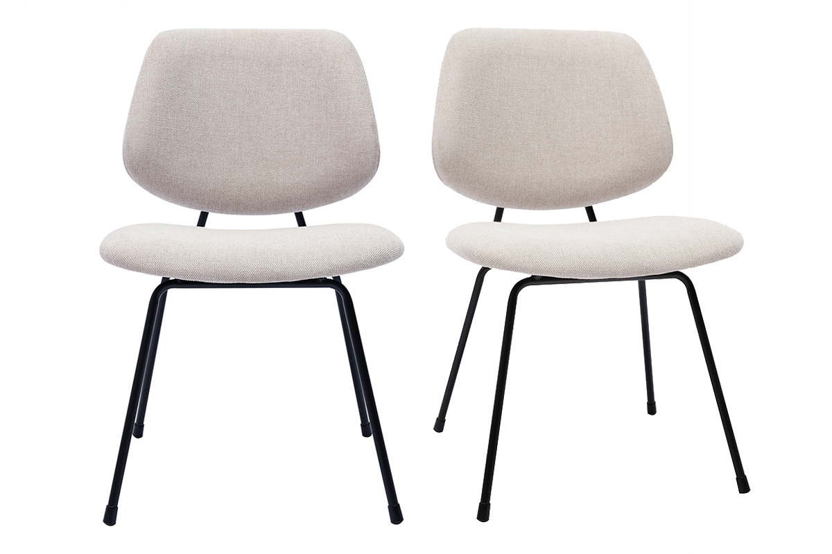 Sedie design in tessuto effetto velluto beige e metallo nero (set di 2) BARNET