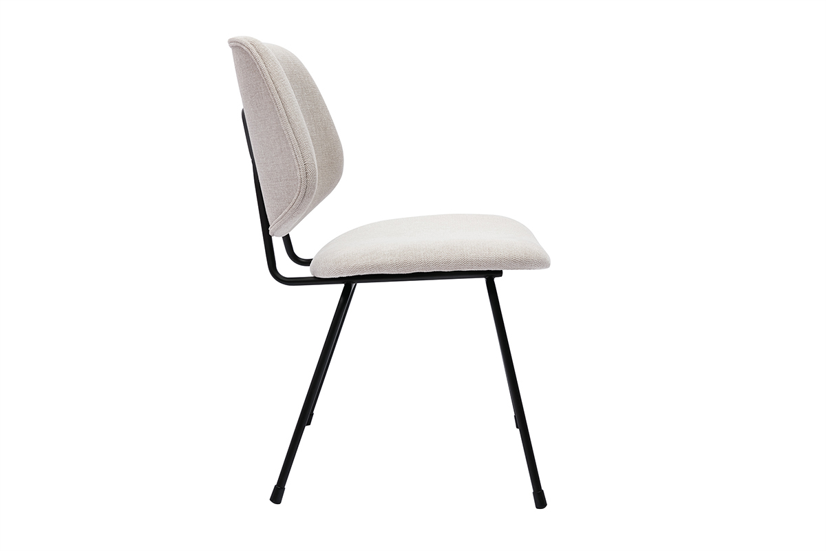 Sedie design in tessuto effetto velluto beige e metallo nero (set di 2) BARNET