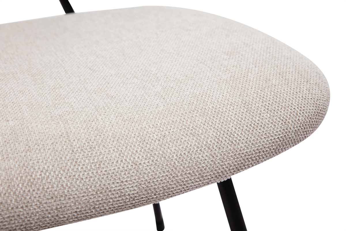 Sedie design in tessuto effetto velluto beige e metallo nero (set di 2) BARNET