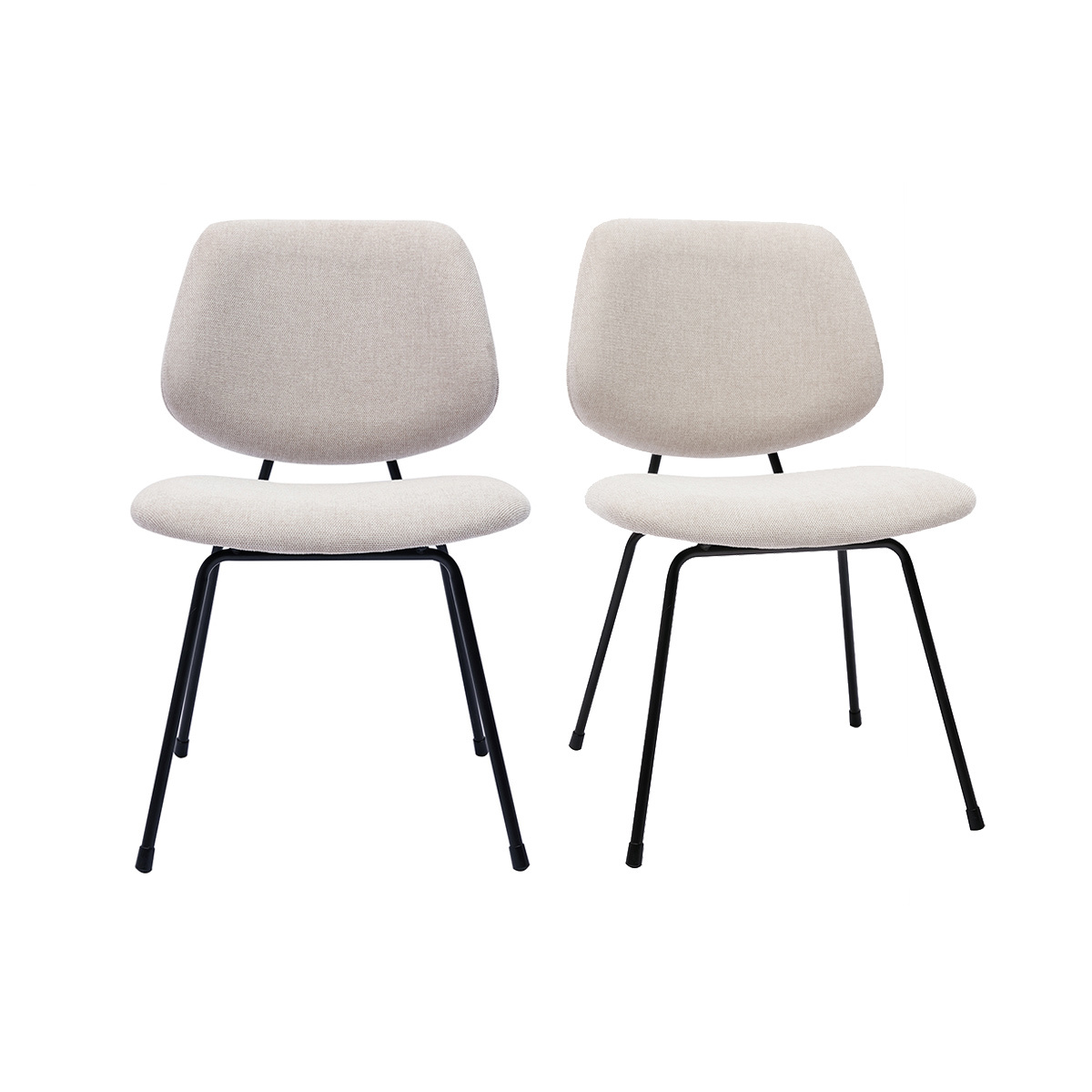 Sedie design in tessuto effetto velluto beige e metallo nero (set di 2) BARNET