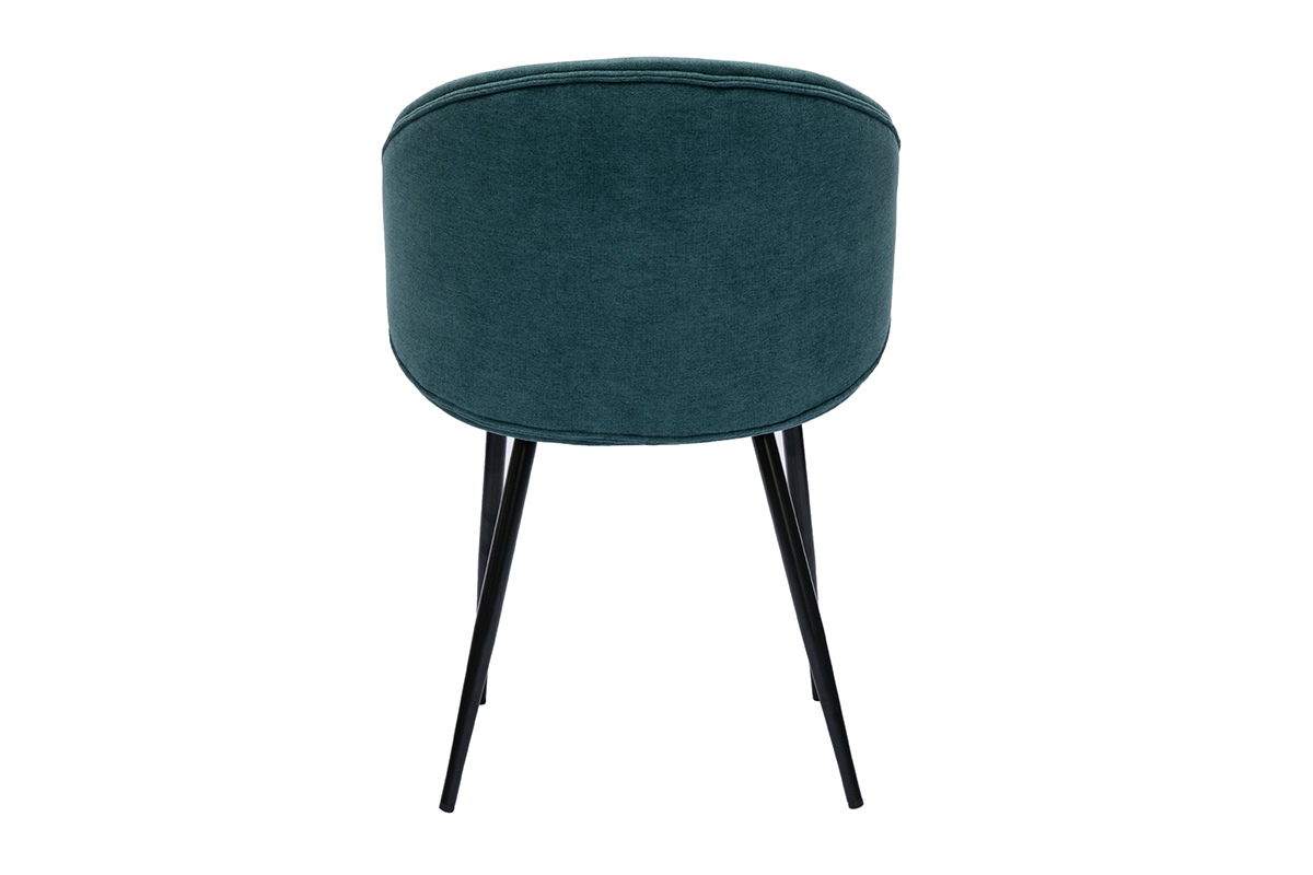 Sedie design in tessuto effetto velluto blu anatra e metallo nero (set di 2) ROSALIE