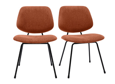 Sedie design in tessuto effetto velluto color bruciato e metallo nero (set di 2) BARNET