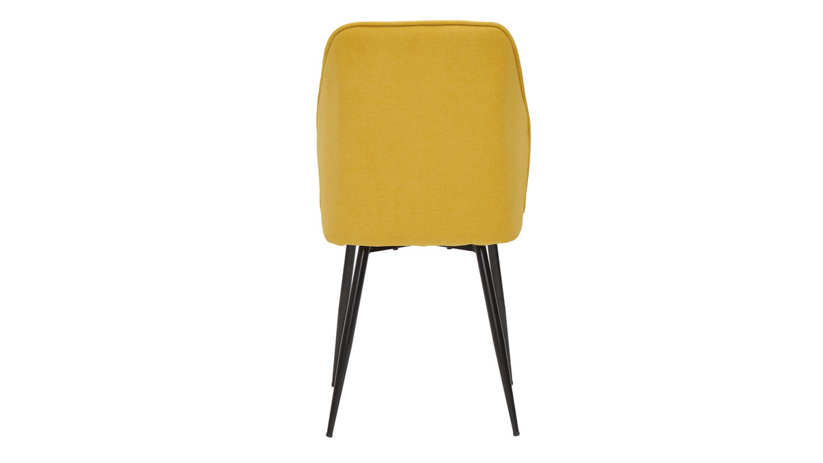 Sedie design in tessuto effetto velluto giallo senape e base metallo nero (set di 2) FANETTE