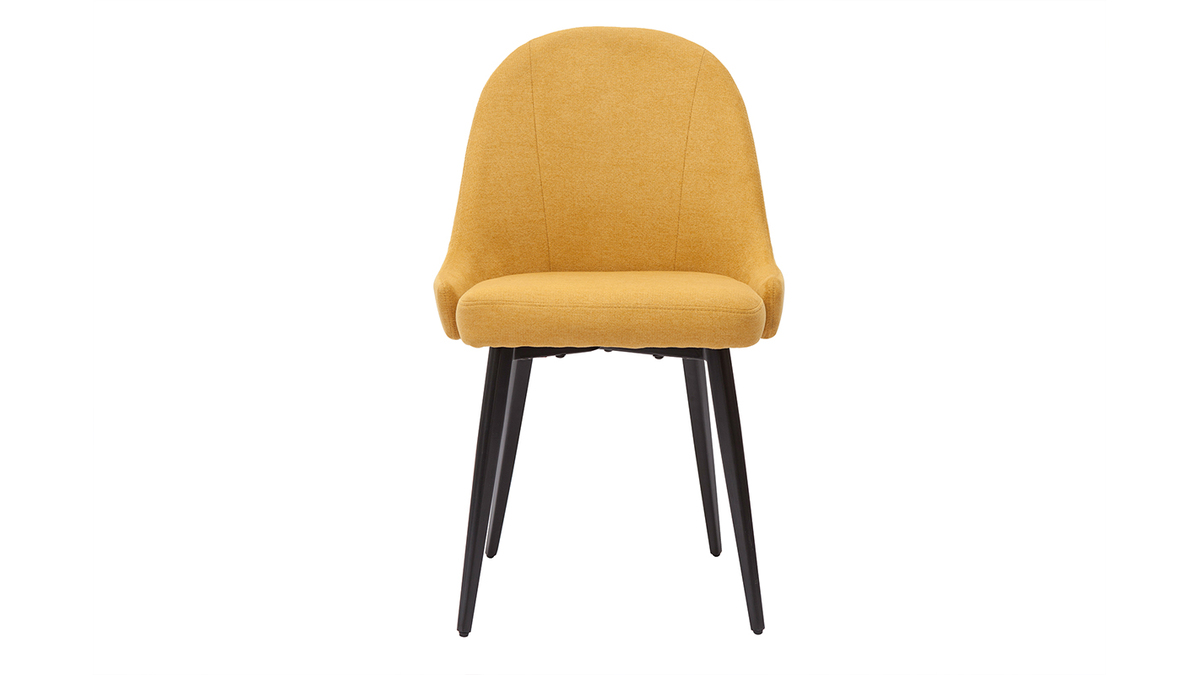 Sedie design in tessuto effetto velluto giallo senape e metallo nero (set di 2) REEZ